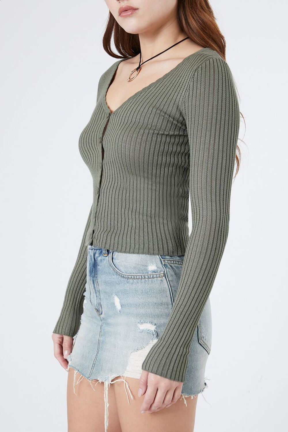 Fitted V-Neck Cardigan Sweater